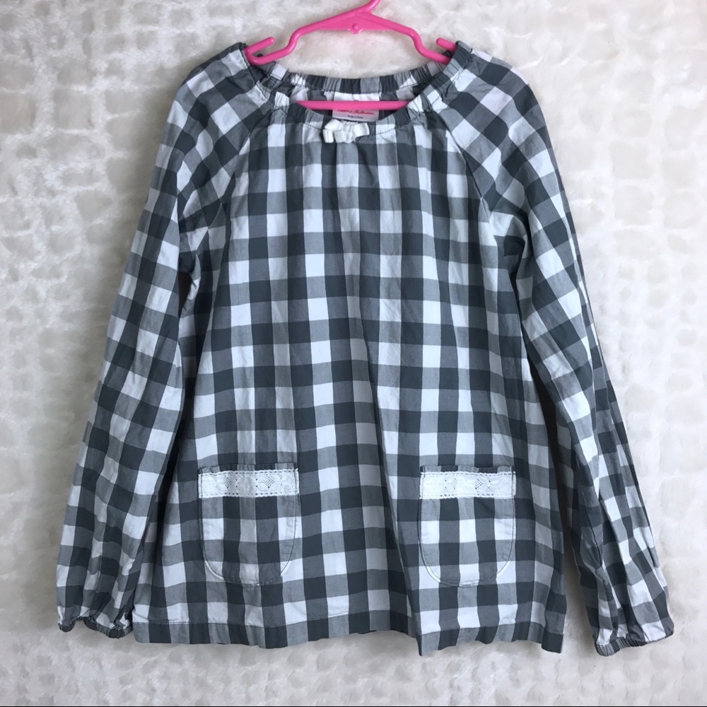 Hanna Andersson Gray Gingham Popover Top US 10